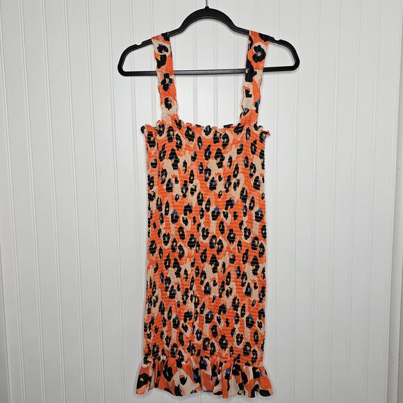 Waverly Grey Printed Sally Dress Size M Leopard Print Mini Fitted Ruffle Beach - Picture 9 of 9